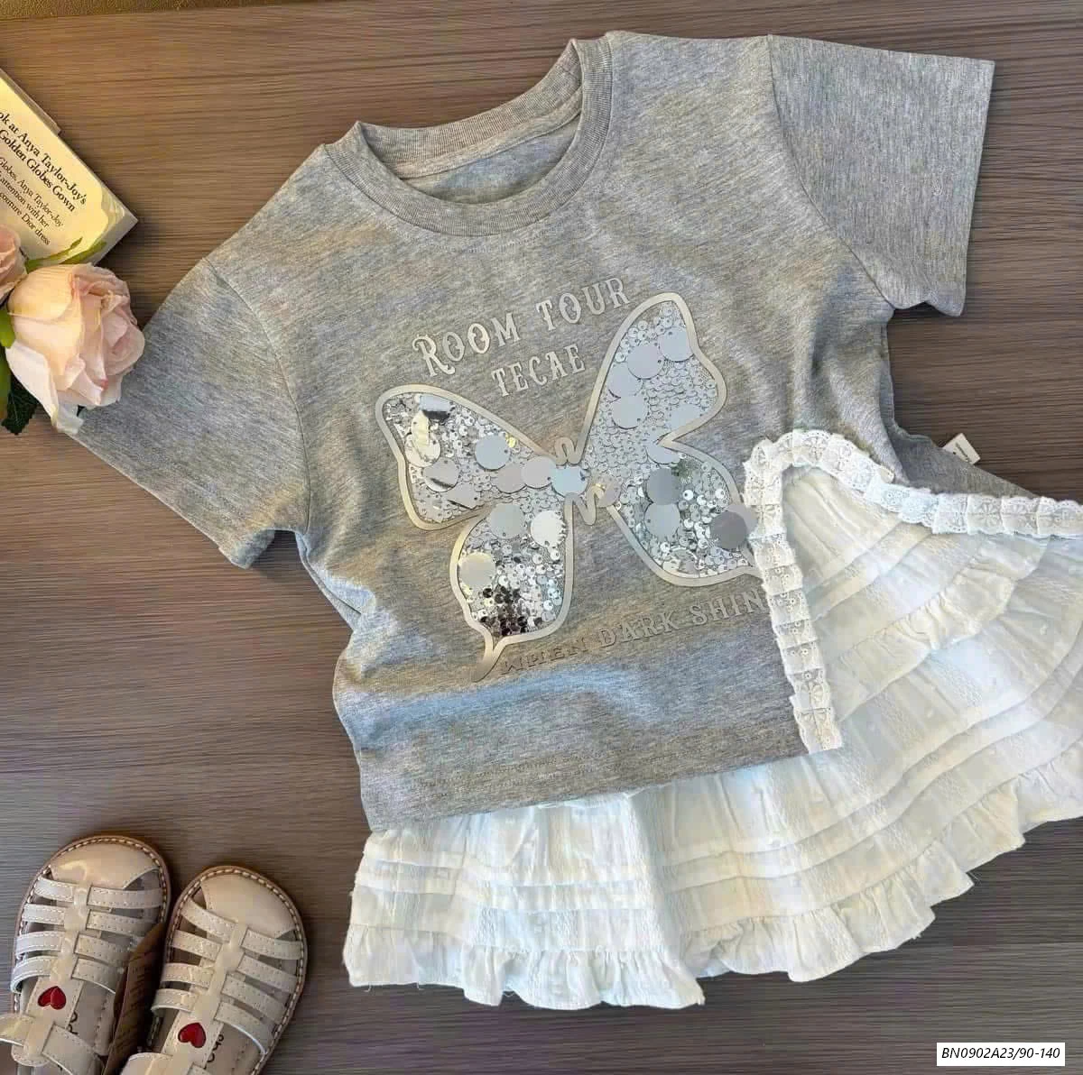 SÉT ÁO XÁM MIX CV TRẮNG