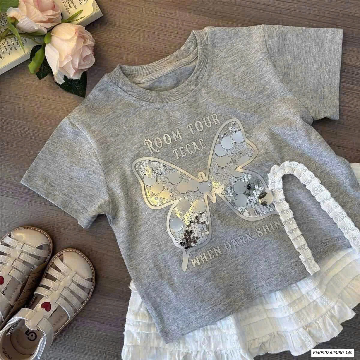 SÉT ÁO XÁM MIX CV TRẮNG