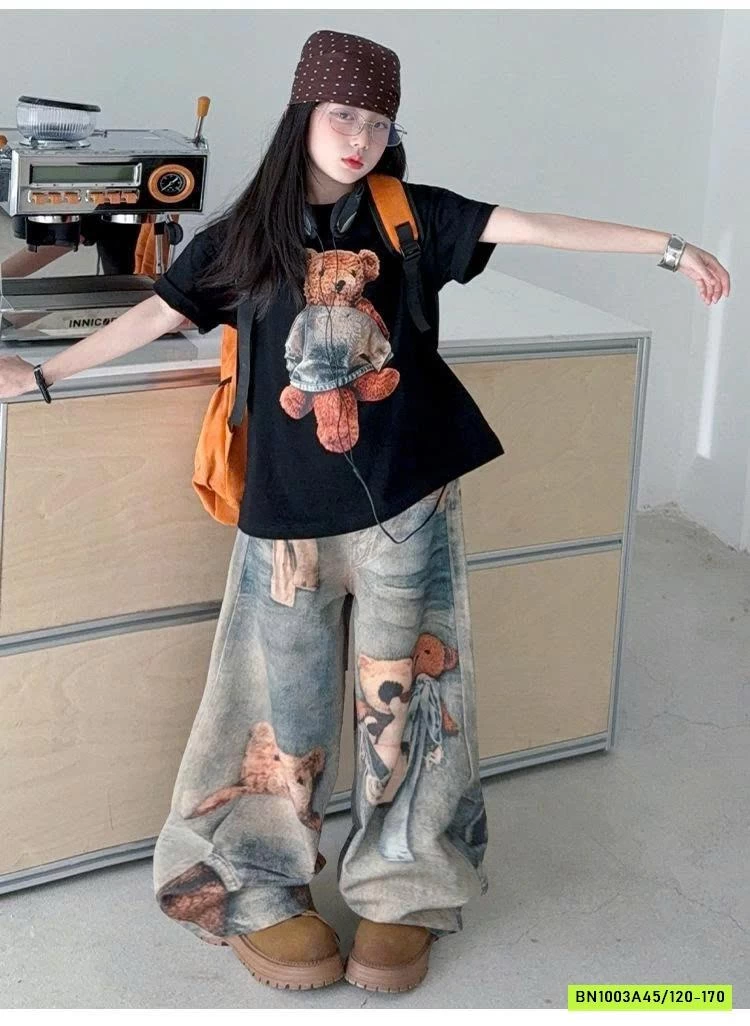 SÉT ÁO PHÔNG MIX JEANS GẤU