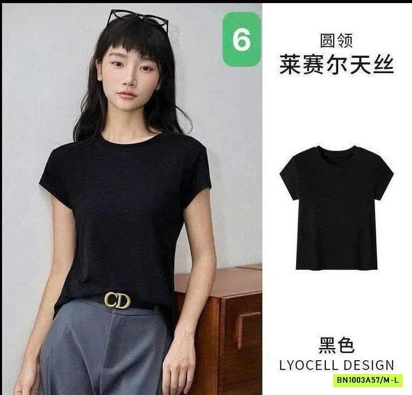 ÁO THUN CỘC TAY CỔ TRÒN CHO NỮ