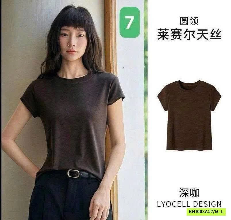 ÁO THUN CỘC TAY CỔ TRÒN CHO NỮ