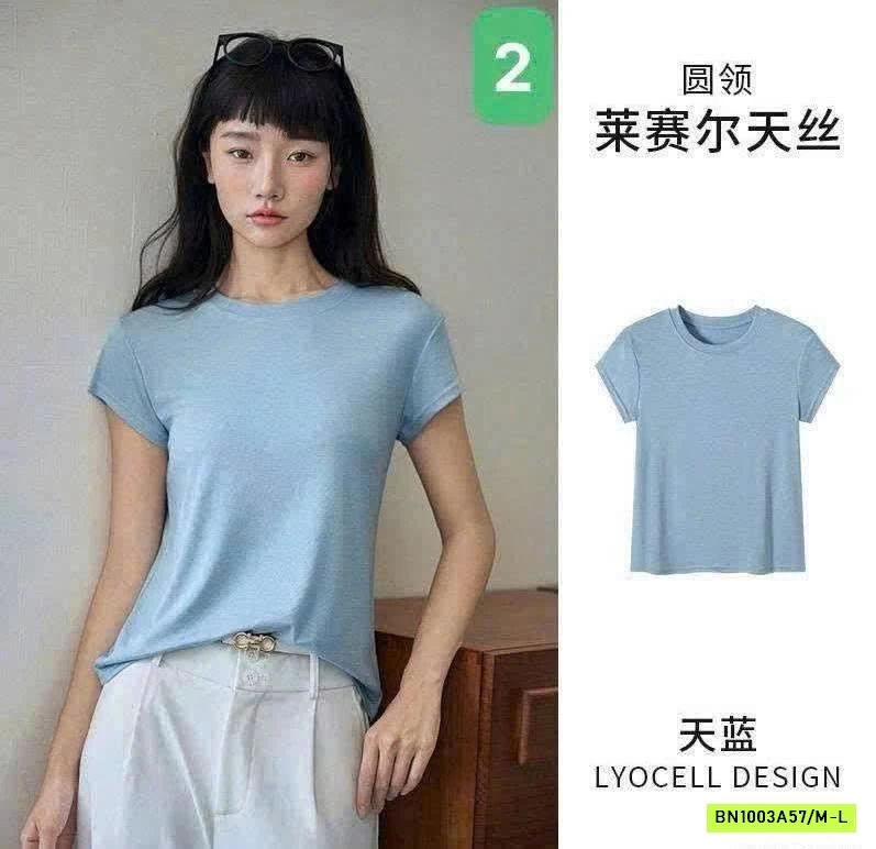 ÁO THUN CỘC TAY CỔ TRÒN CHO NỮ