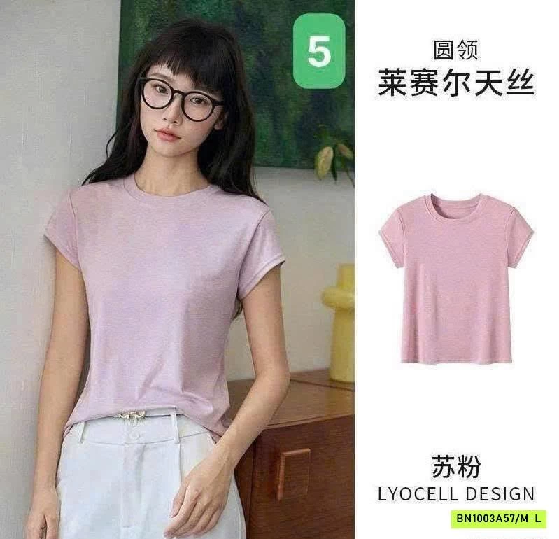 ÁO THUN CỘC TAY CỔ TRÒN CHO NỮ