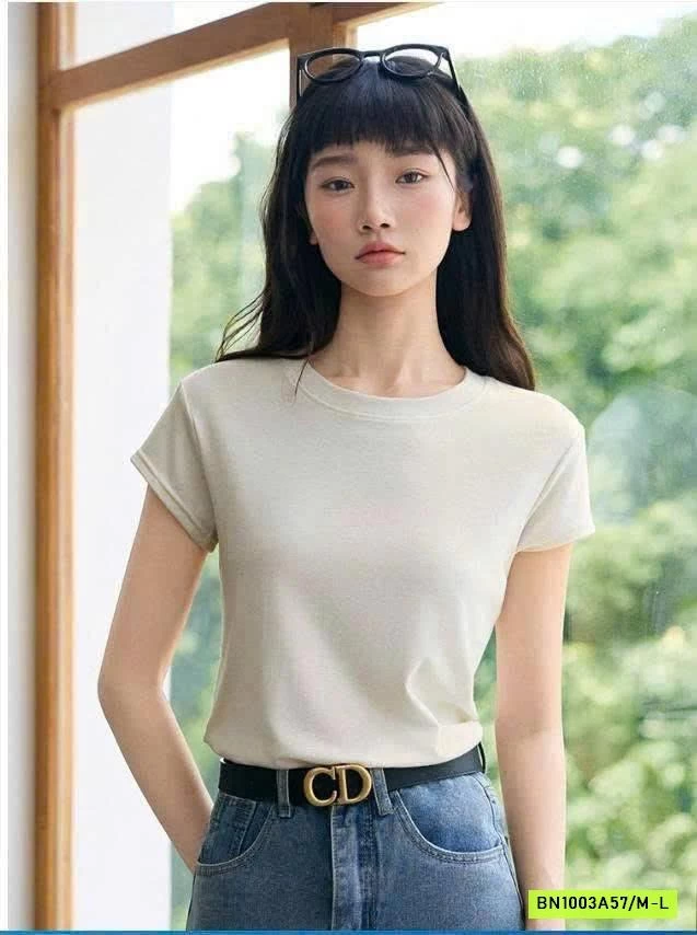 ÁO THUN CỘC TAY CỔ TRÒN CHO NỮ