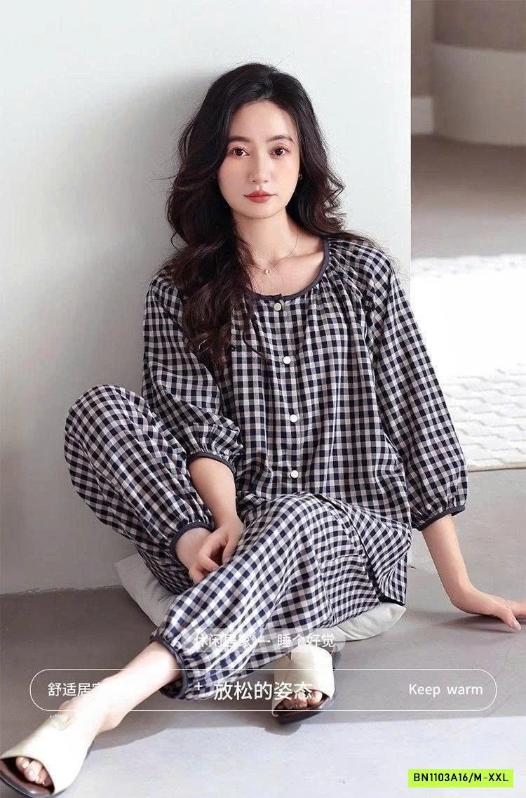 BỘ MẶC NHÀ HOẠ TIẾT CHO NỮ