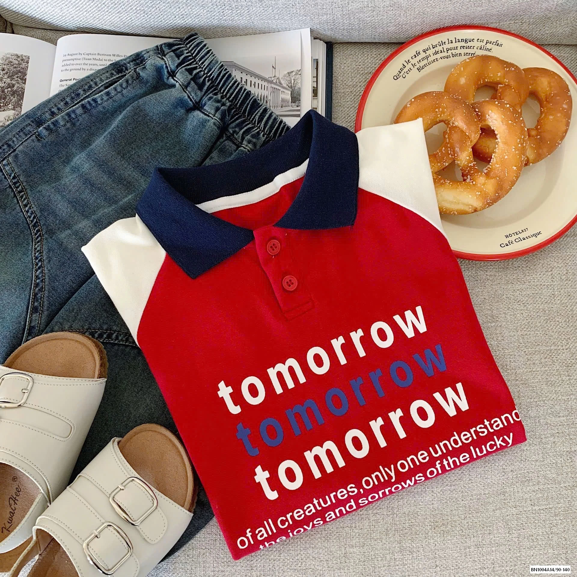 POLO ĐỎ PHỐI MÀU TAY