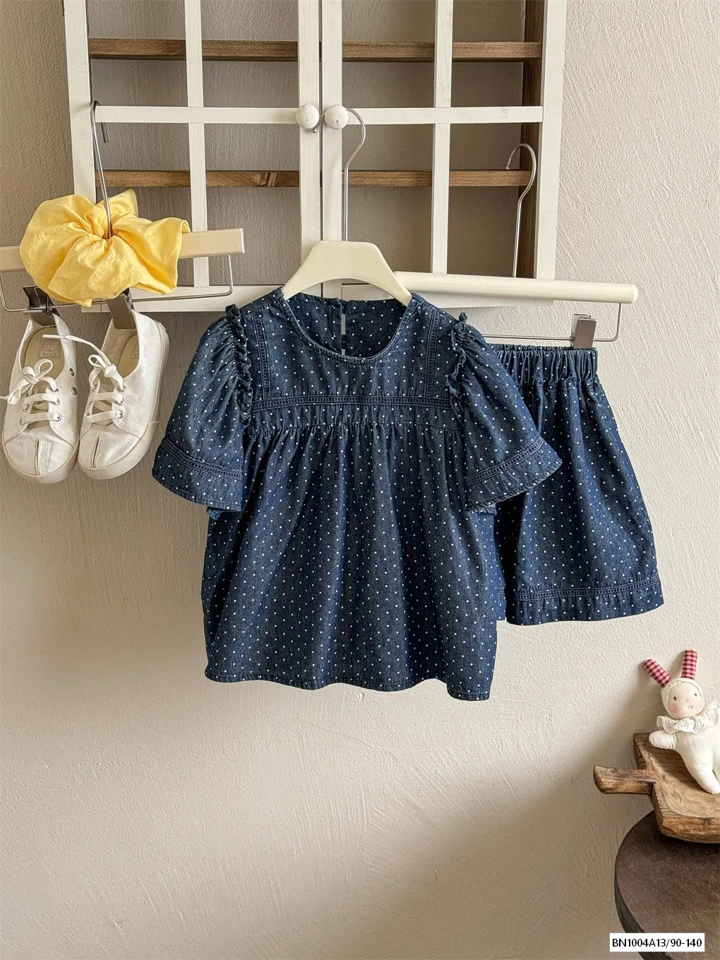 SÉT JEANS CHẤM BI KUTE