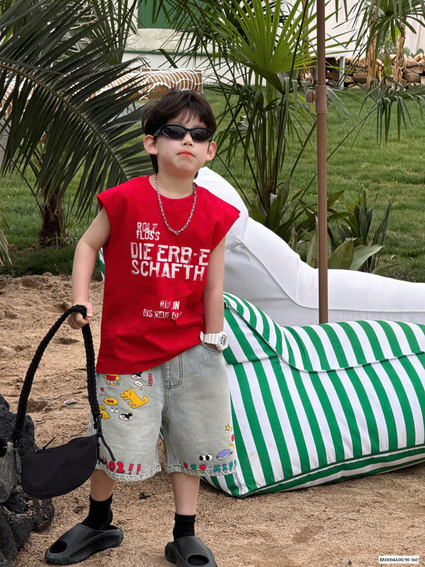 TANKTOP ĐỎ MIX SHORT JEANS TAIRU