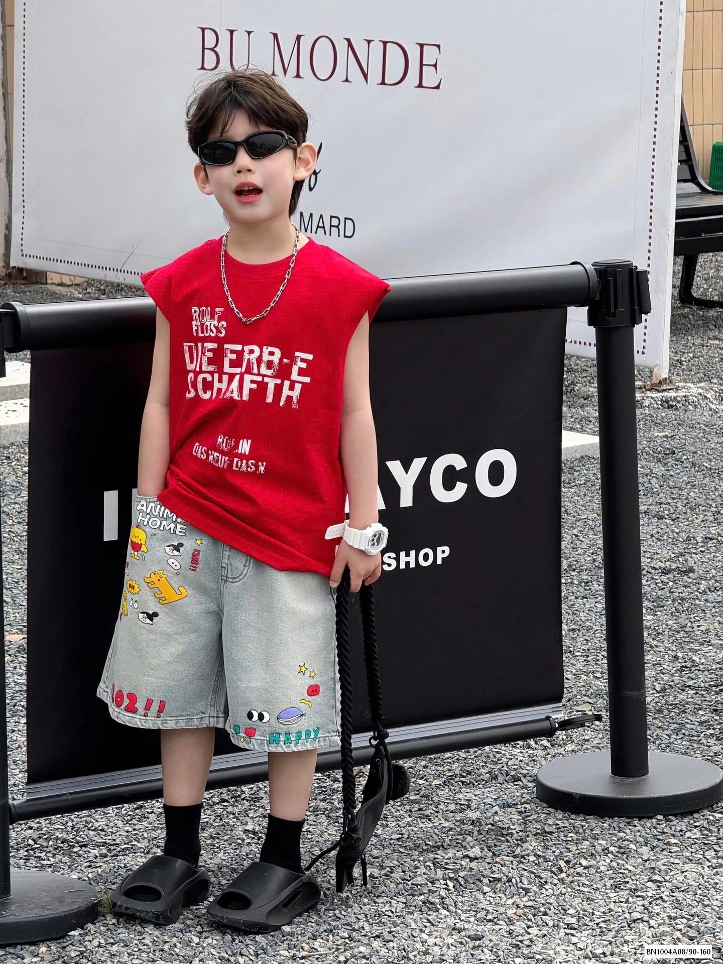 TANKTOP ĐỎ MIX SHORT JEANS TAIRU