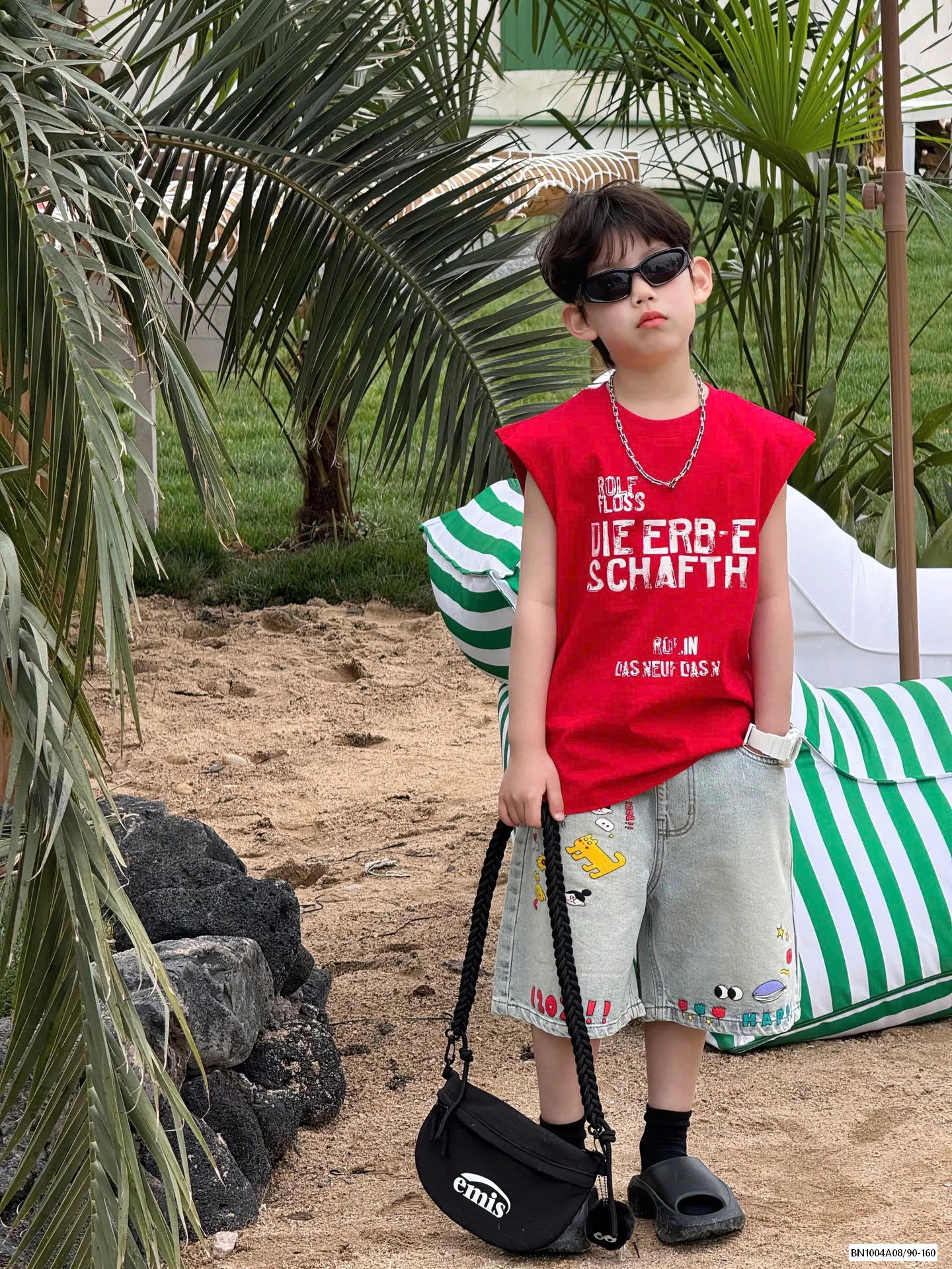 TANKTOP ĐỎ MIX SHORT JEANS TAIRU