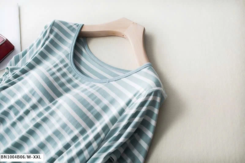 BỘ MẶC NHÀ ÁO KẺ KÈM ĐỆM NGỰC