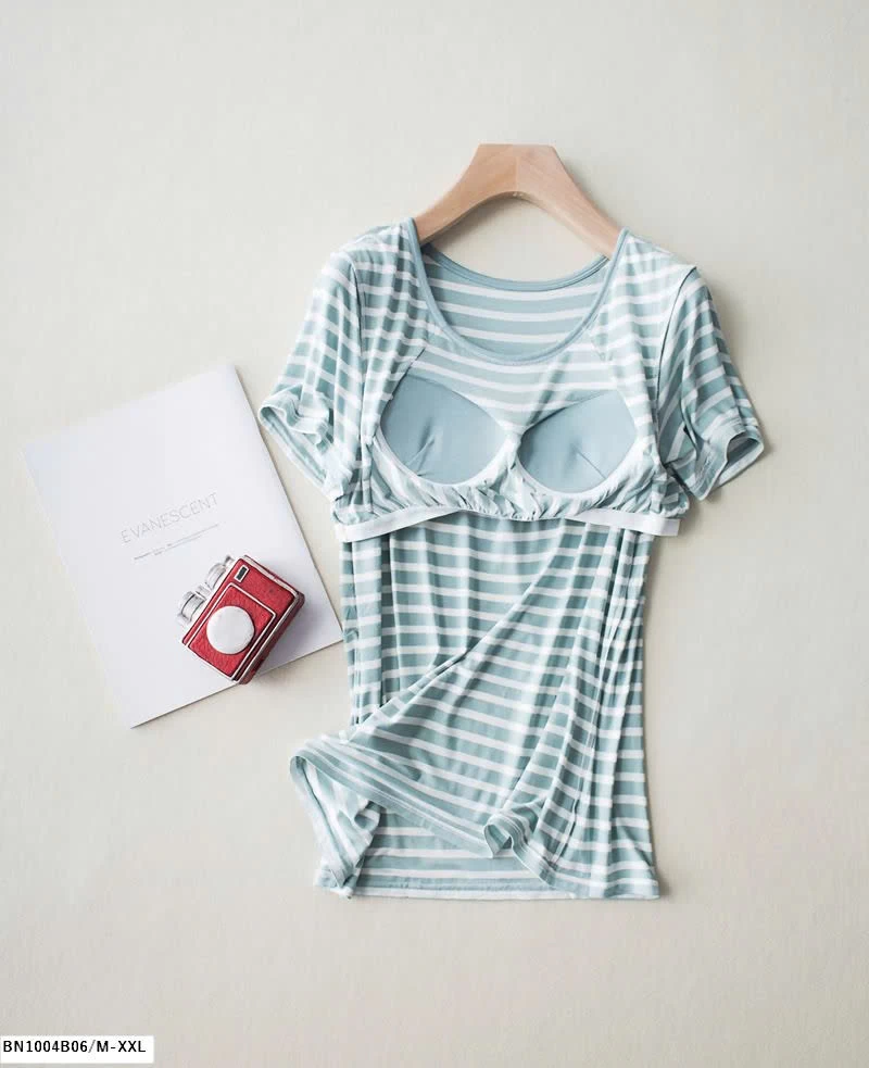 BỘ MẶC NHÀ ÁO KẺ KÈM ĐỆM NGỰC