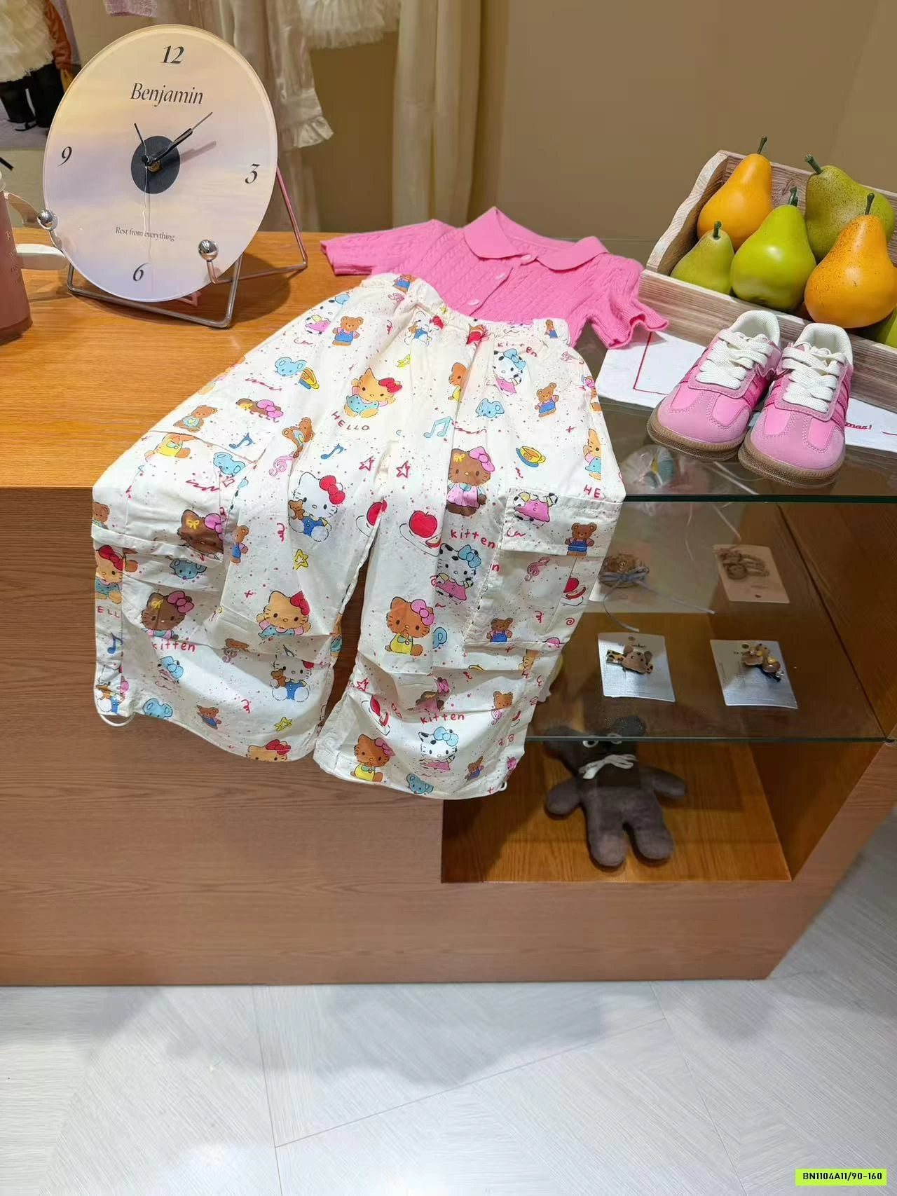 CARDIGAN HỒNG MIX QUẦN KITTY NGỘ NGHĨNH