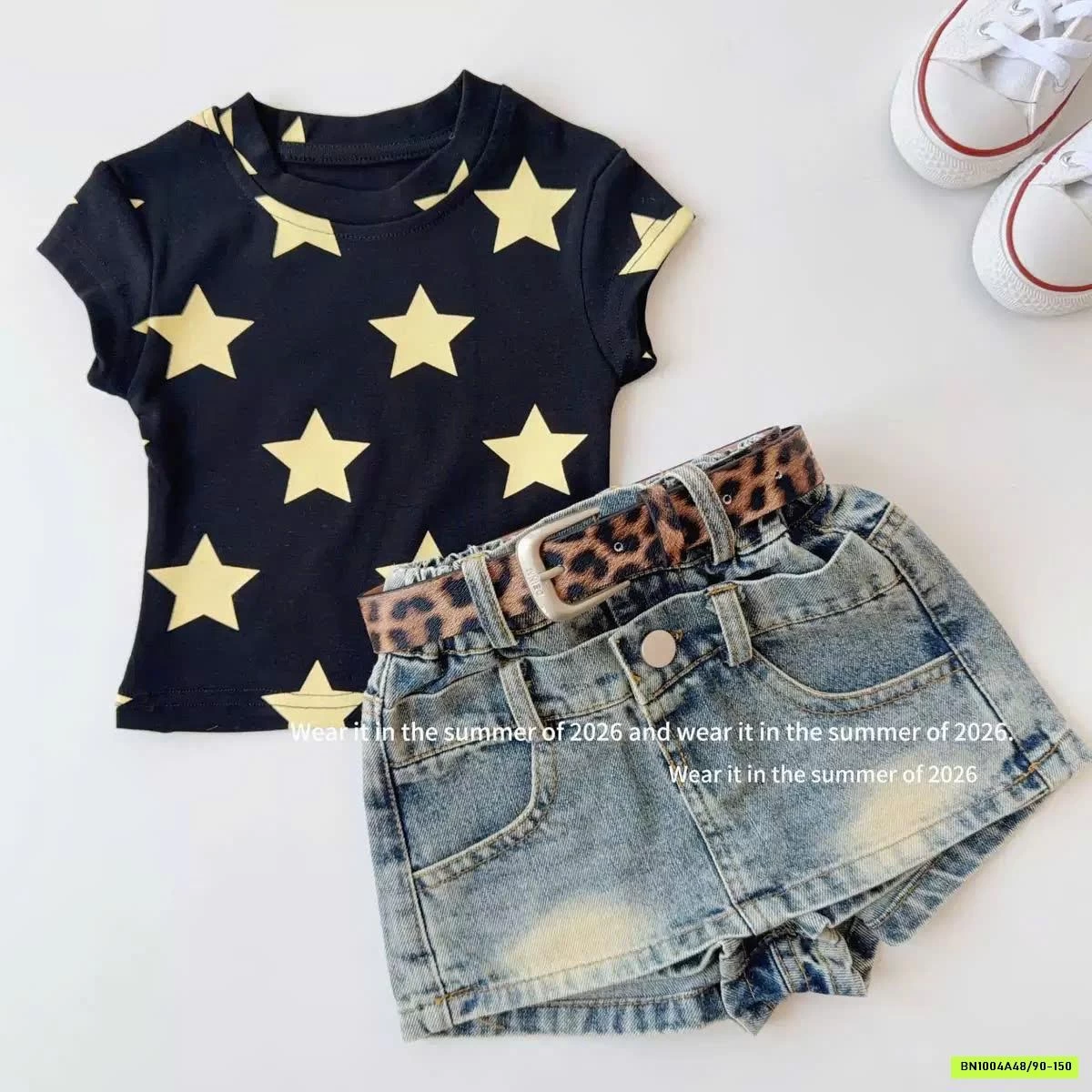 ÁO NGÔI SAO MIX QUẦN VÁY JEANS T&QKIDS
