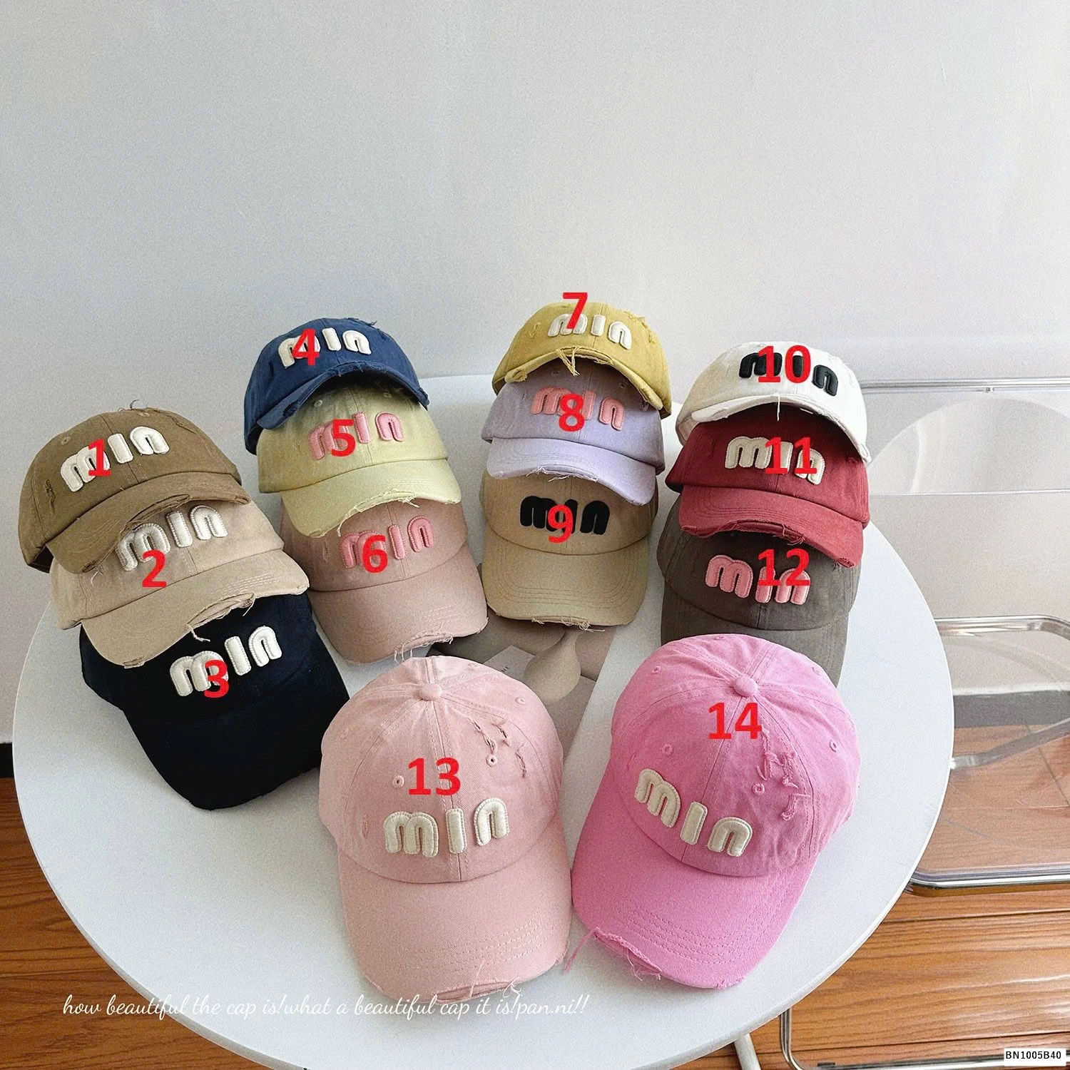 MŨ LƯỠI TRAI RÁCH THÊU CHỮ MIN