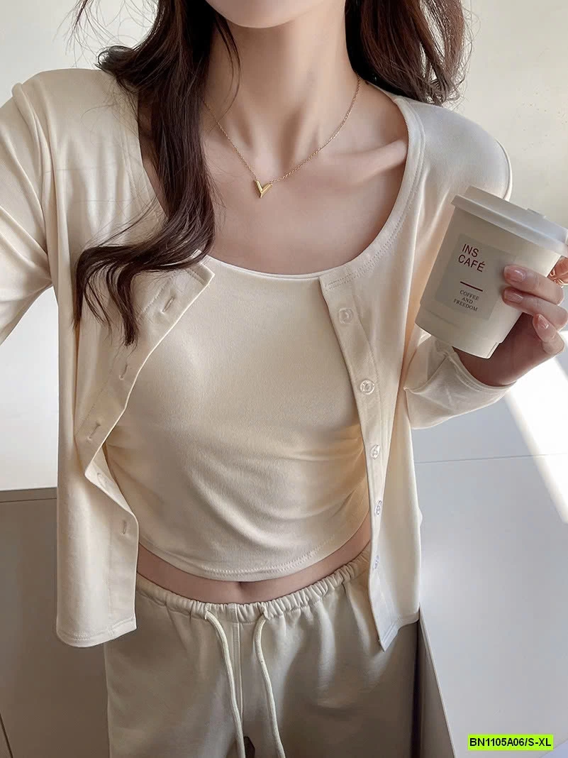 SÉT ÁO 2 DÂY+CARDIGAN MỎNG