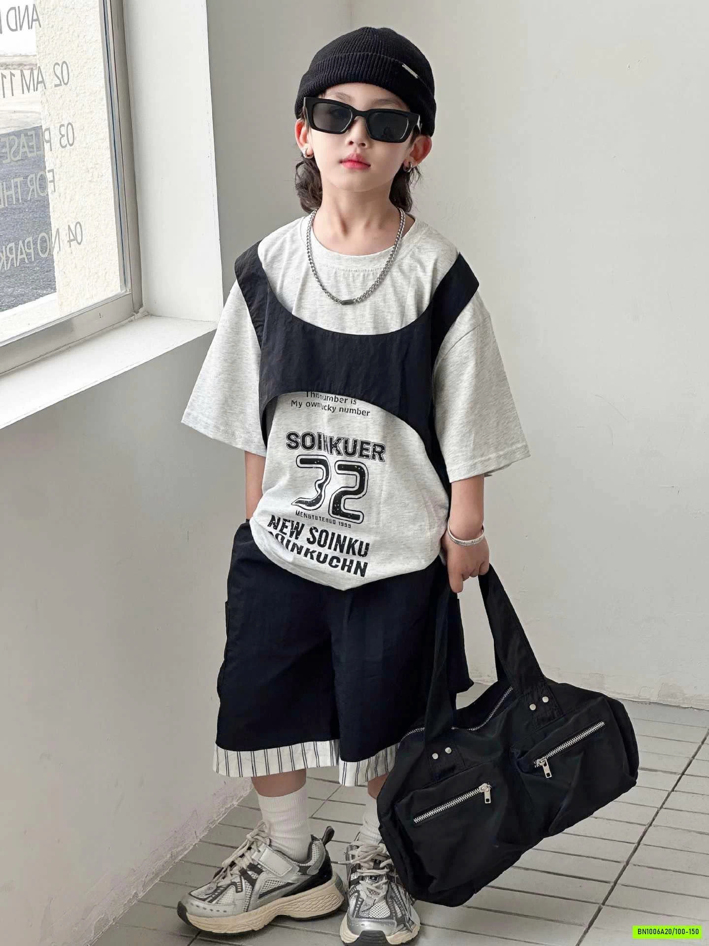 ÁO GIẢ 2 LỚP MIX SHORT ĐEN
