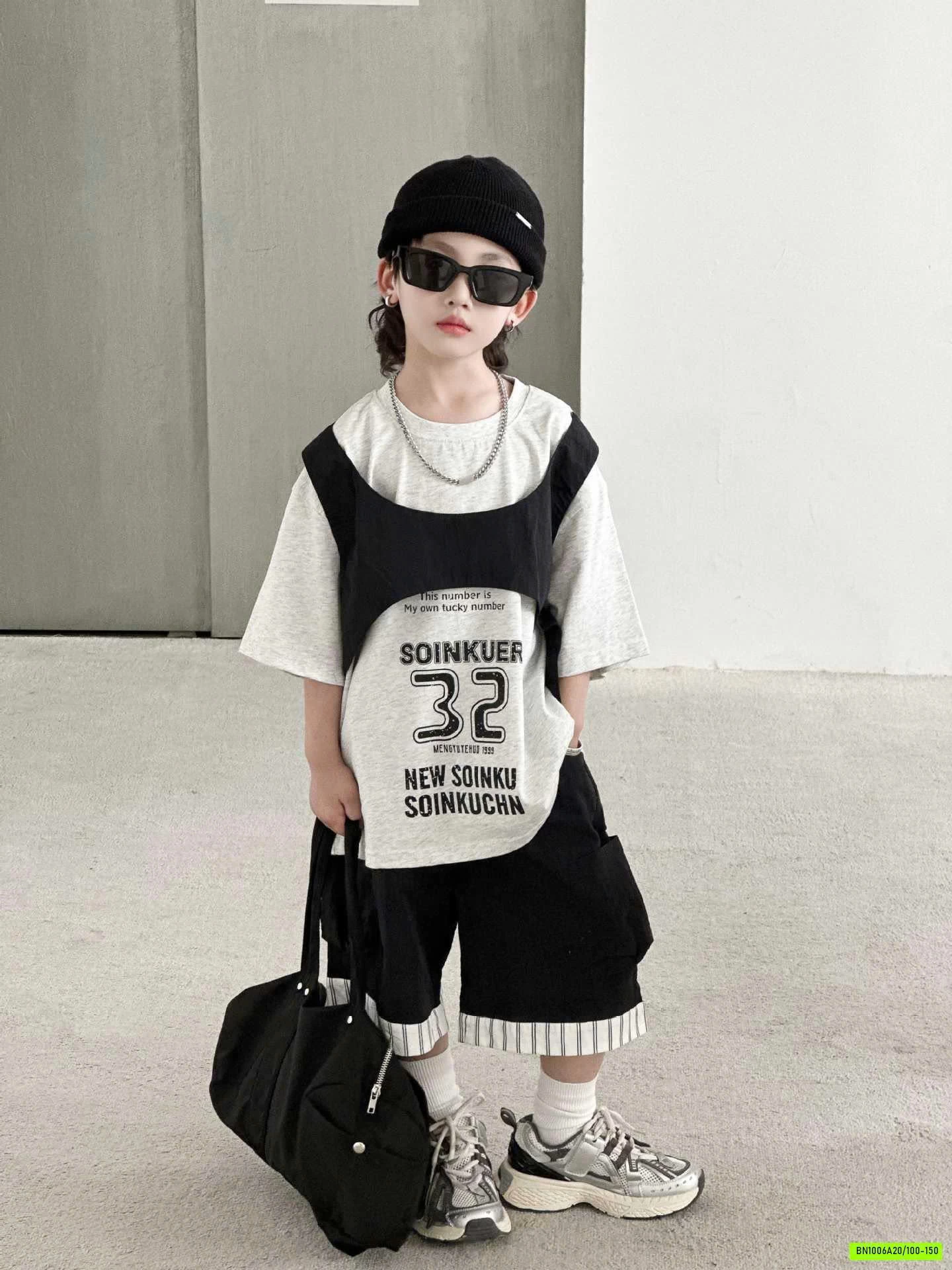 ÁO GIẢ 2 LỚP MIX SHORT ĐEN