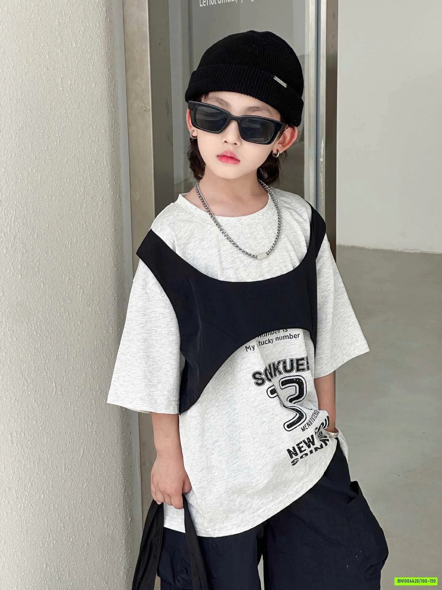 ÁO GIẢ 2 LỚP MIX SHORT ĐEN
