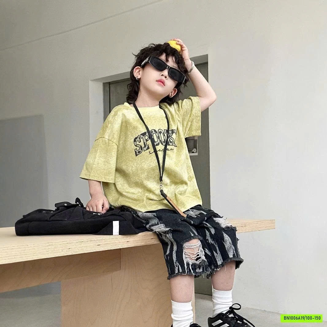 ÁO VÀNG LOANG MIX SHORT JEANS RÁCH