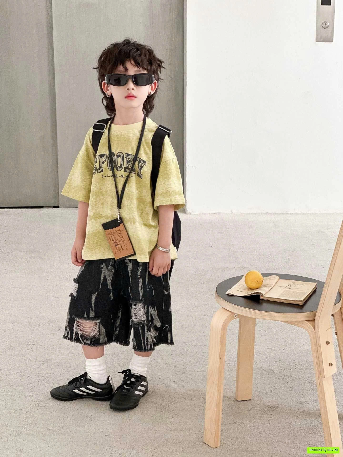 ÁO VÀNG LOANG MIX SHORT JEANS RÁCH