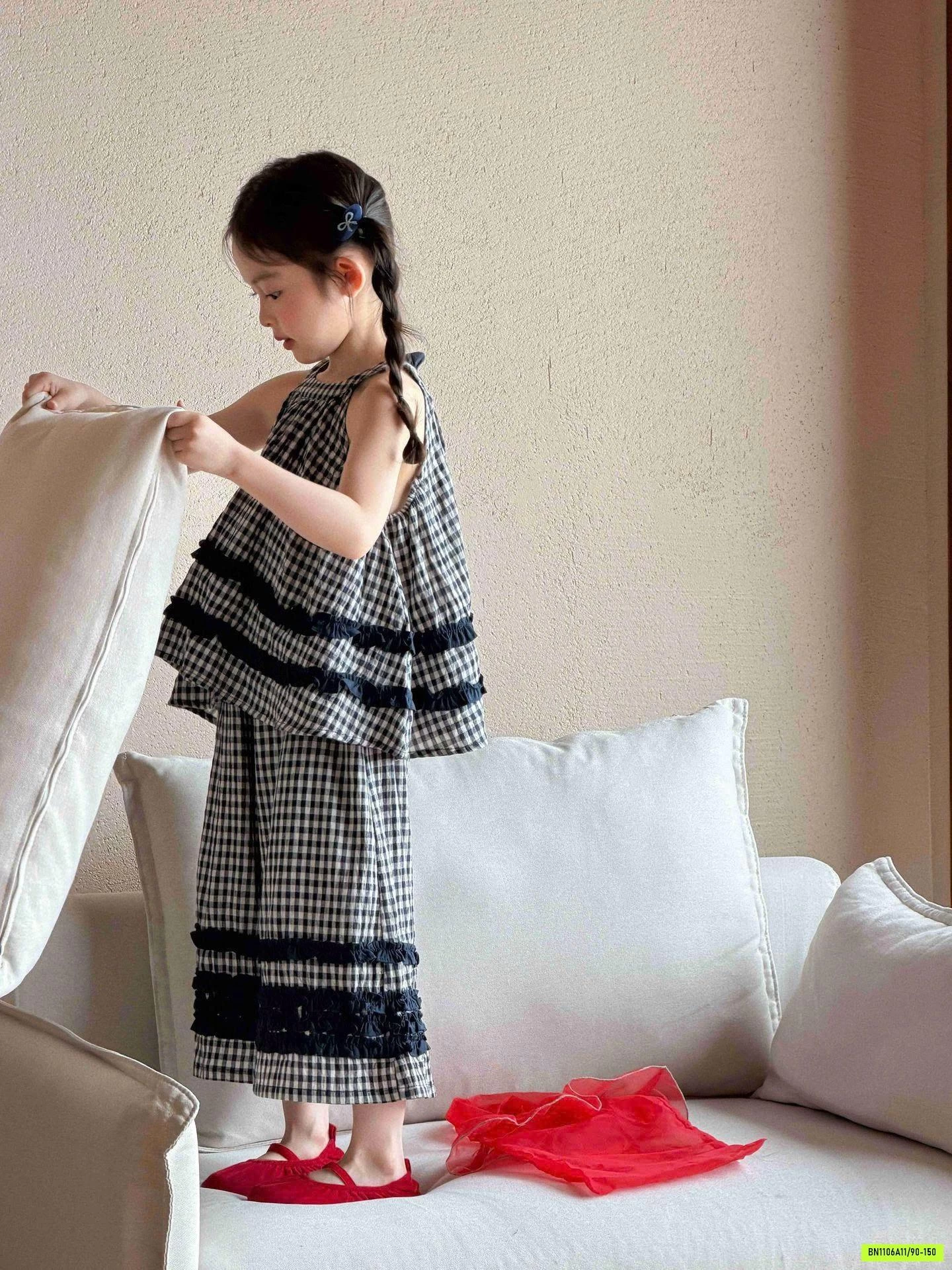 SET ÁO YẾM CARO MIX QUẦN SUÔNG