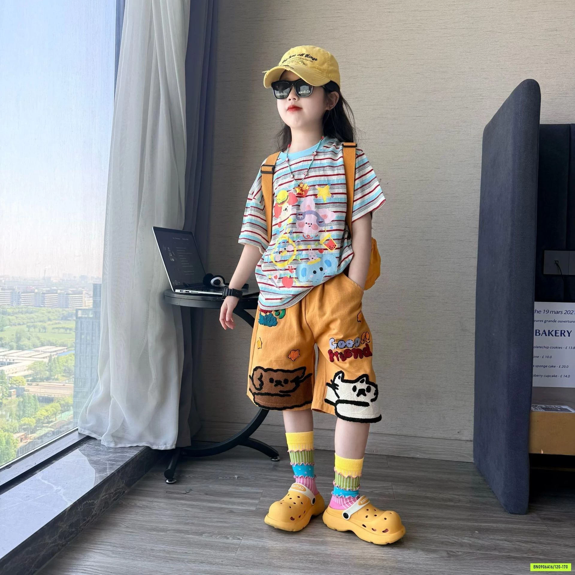 ÁO KẺ SẮC MÀU MIX SHORT VÀNG