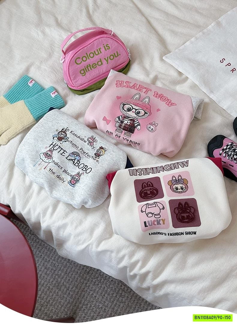 ÁO NỈ LABUBU PHỐI MÀU TAY