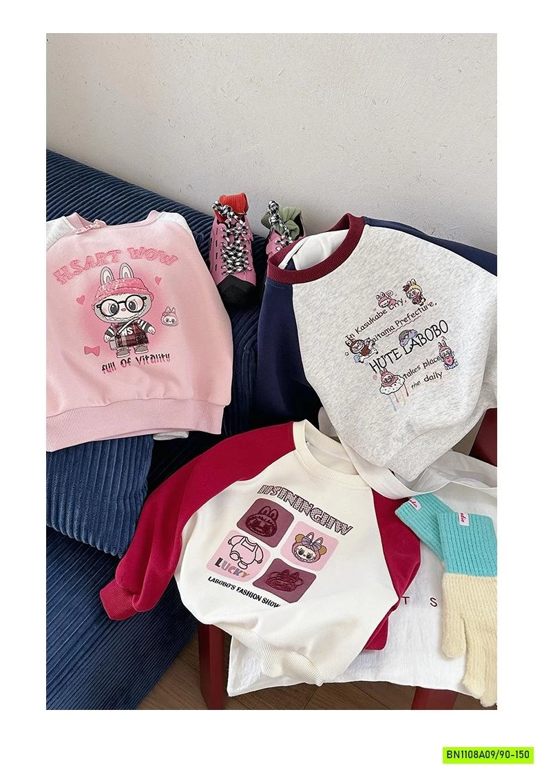 ÁO NỈ LABUBU PHỐI MÀU TAY