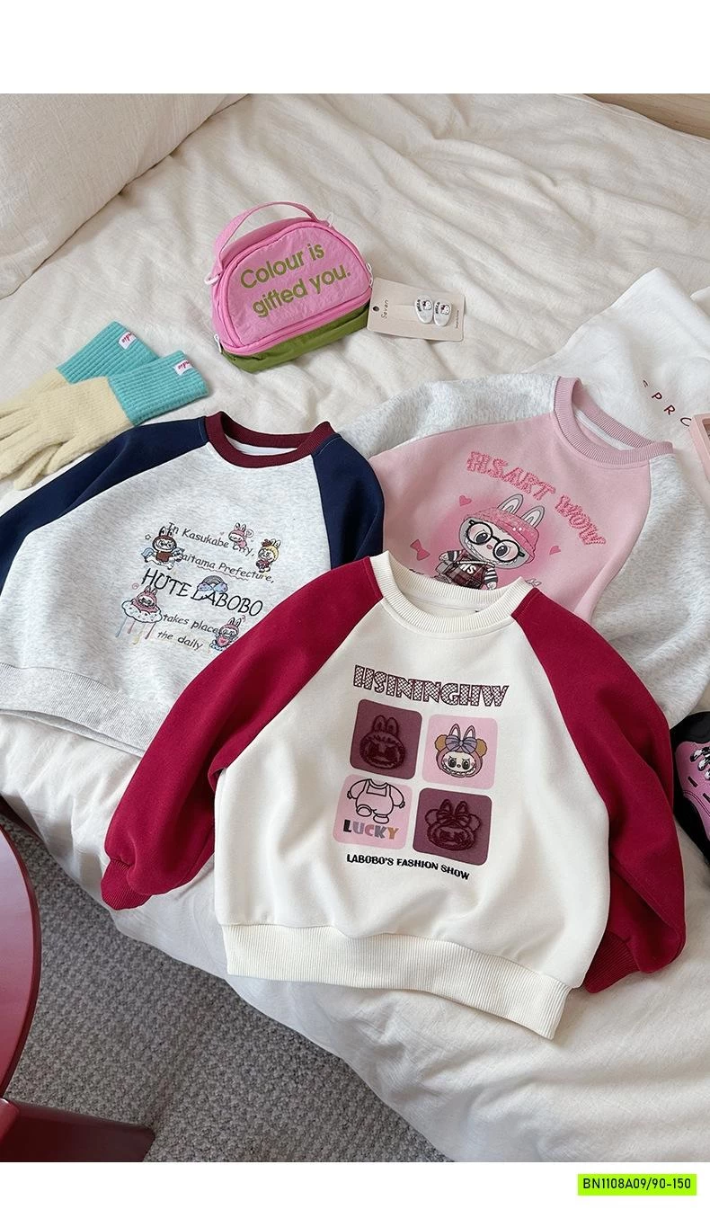 ÁO NỈ LABUBU PHỐI MÀU TAY