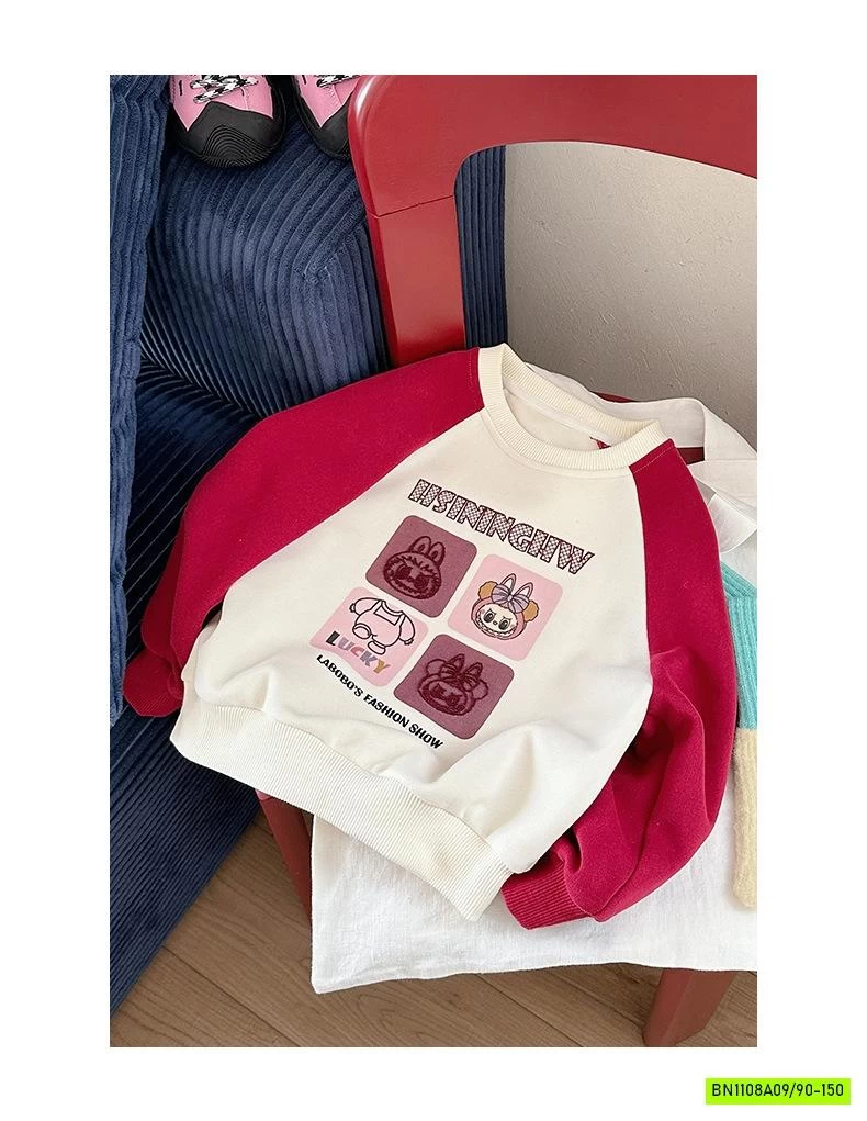ÁO NỈ LABUBU PHỐI MÀU TAY