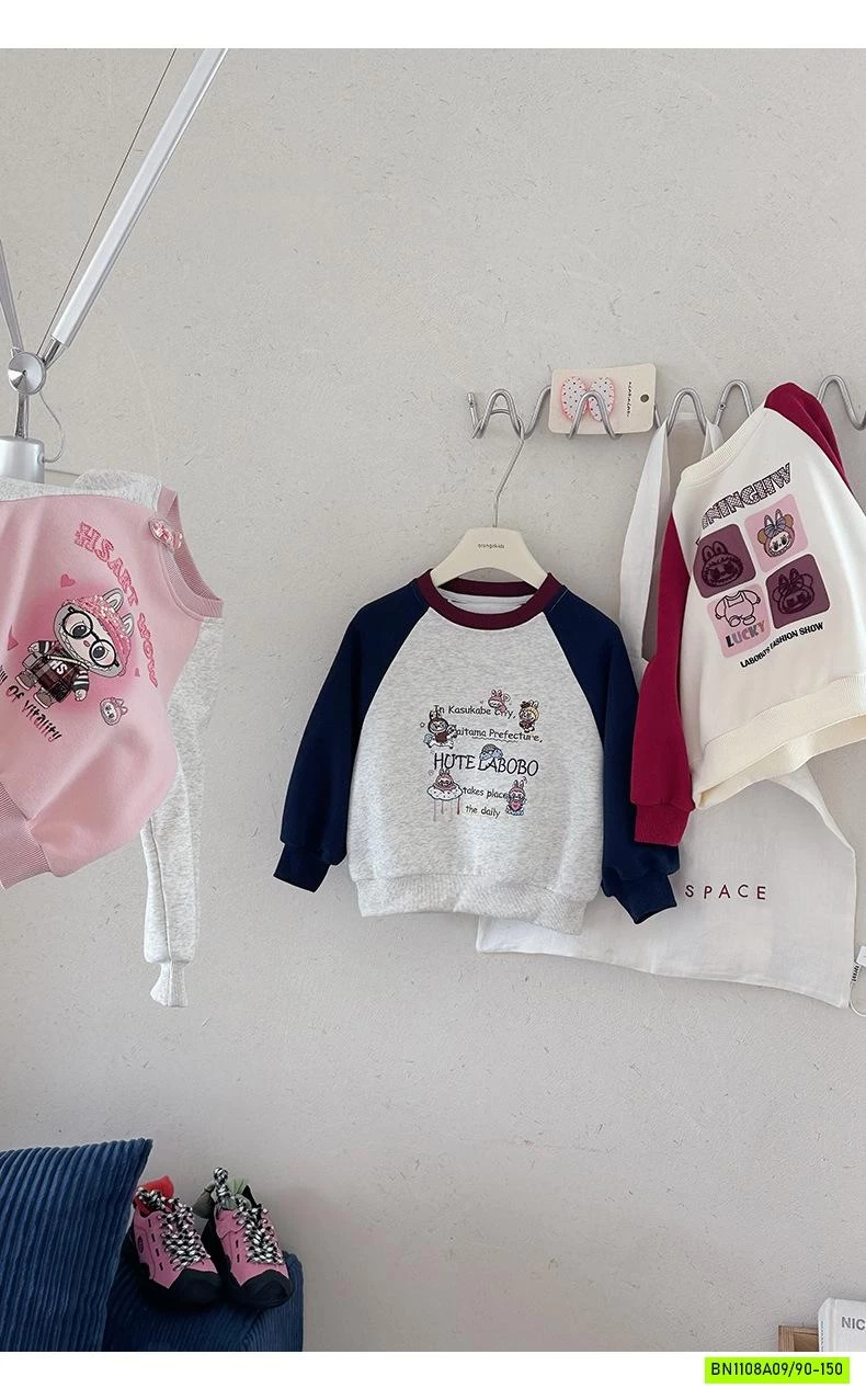 ÁO NỈ LABUBU PHỐI MÀU TAY