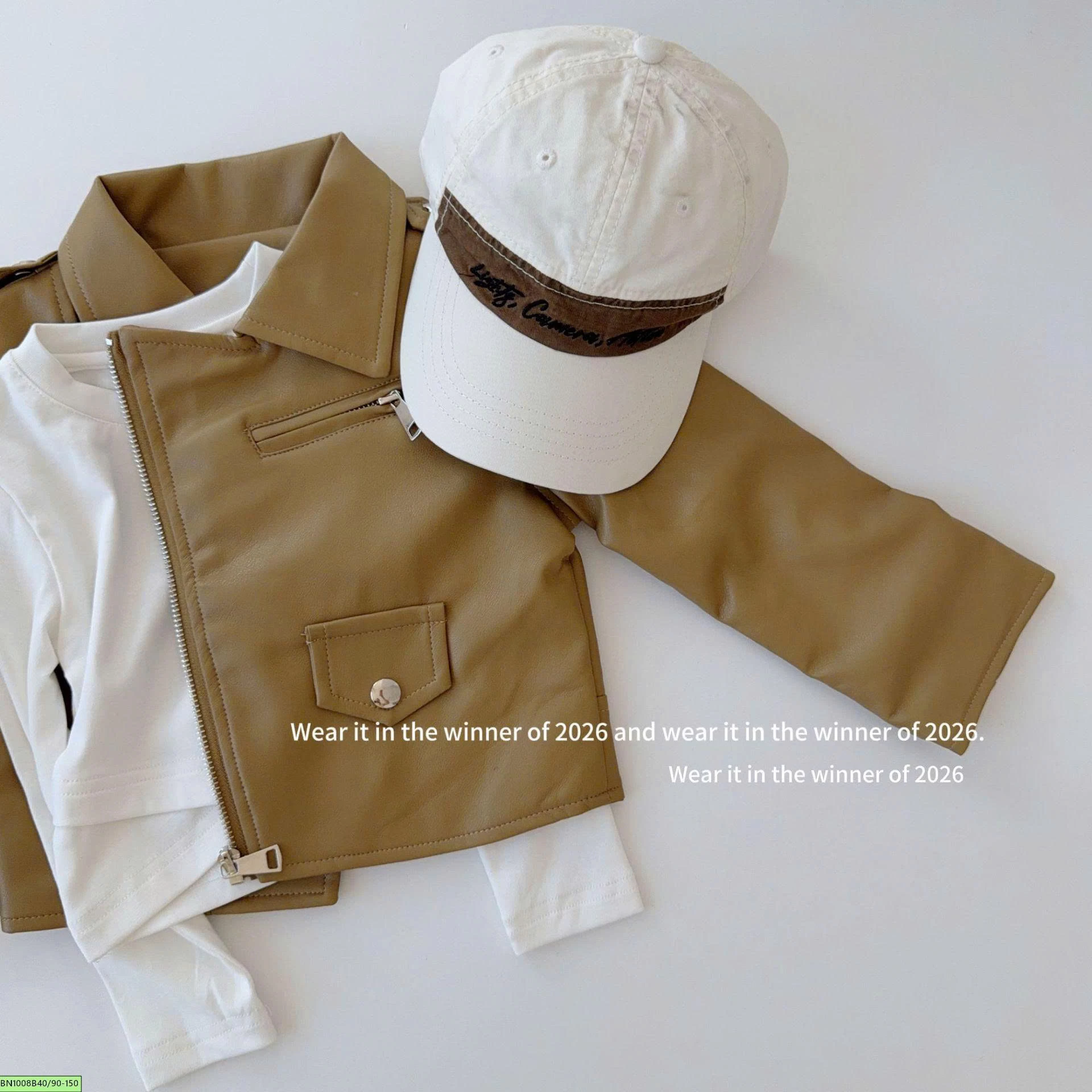 ÁO KHOÁC DA THỜI TRANG MÀU NÂU BÒ T&Qkids