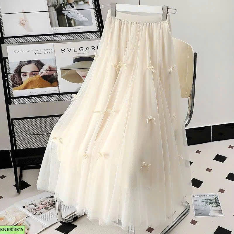 CHÂN VÁY LƯỚI THẮT NƠ