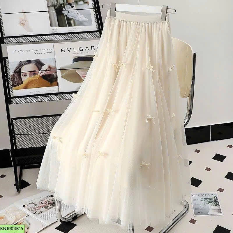 CHÂN VÁY LƯỚI THẮT NƠ
