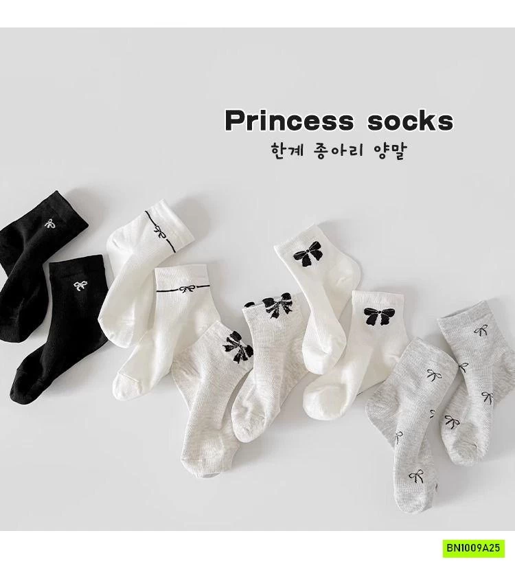 SÉT 5 ĐÔI TẤT LƯỚI NƠ BÉ GÁI