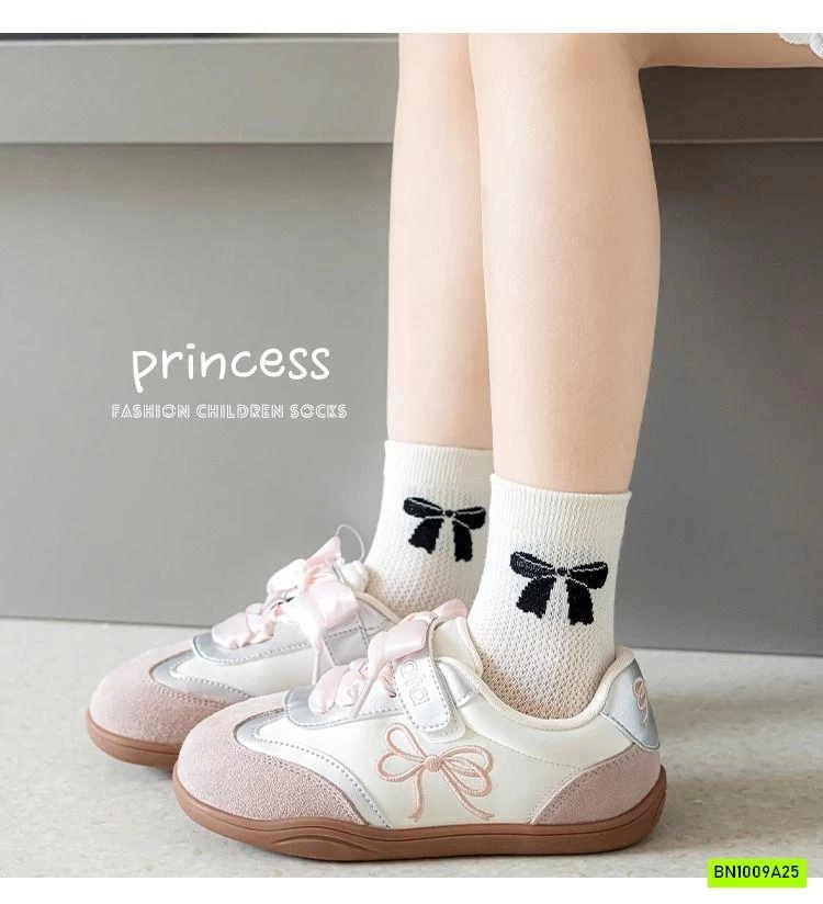 SÉT 5 ĐÔI TẤT LƯỚI NƠ BÉ GÁI