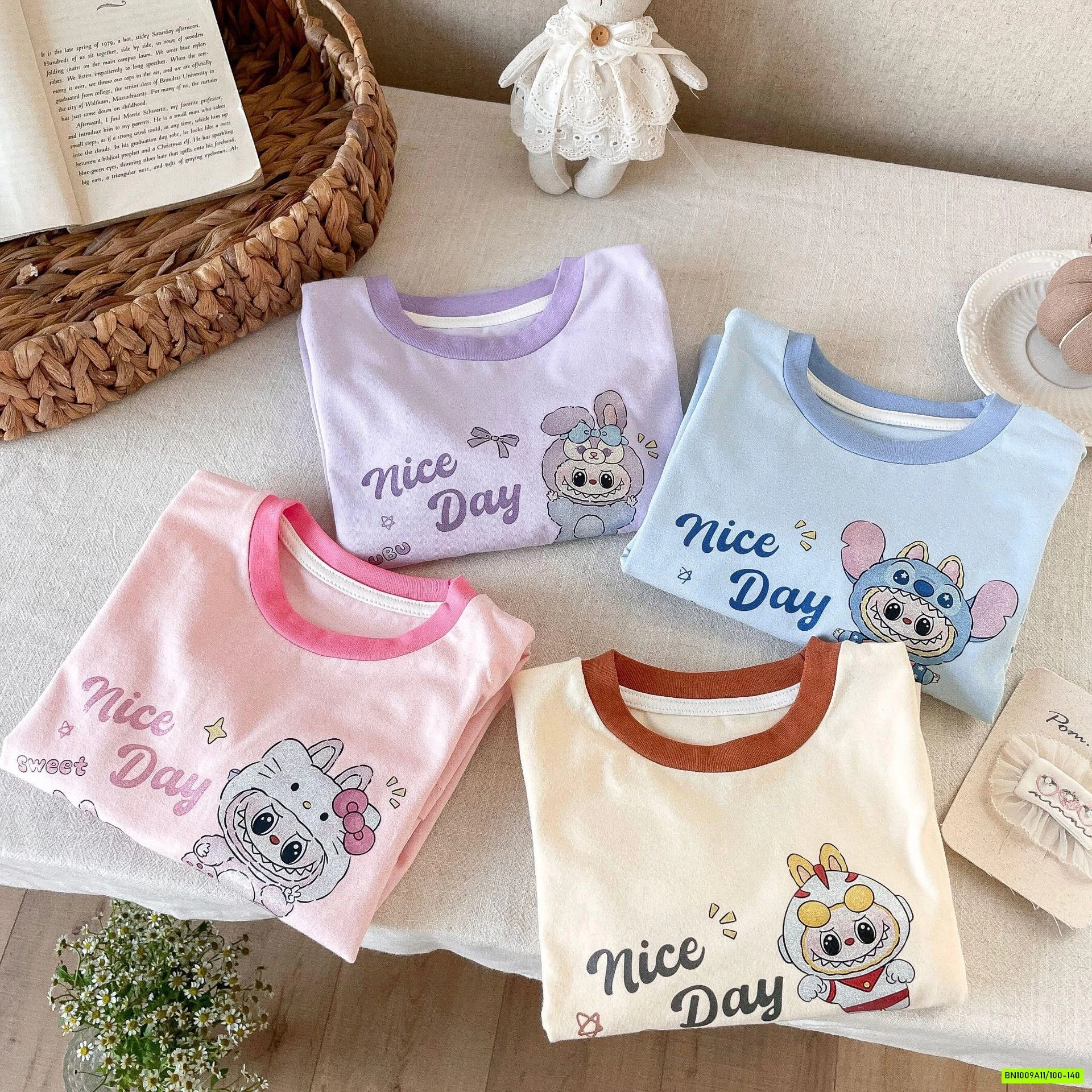 ÁO THUN GIẢ 2 LỚP TAY KẺ LABUBU