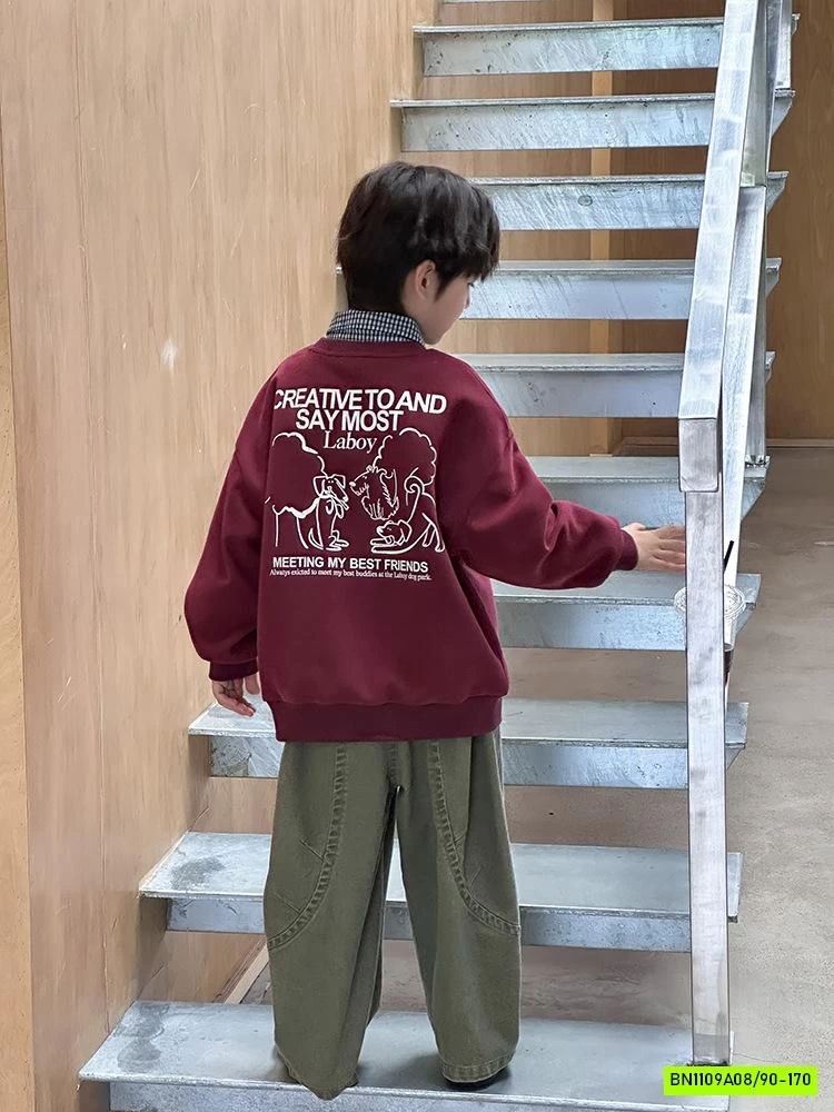 ÁO NỈ IN HÌNH CỔ TRÒN 25F113 AMBB