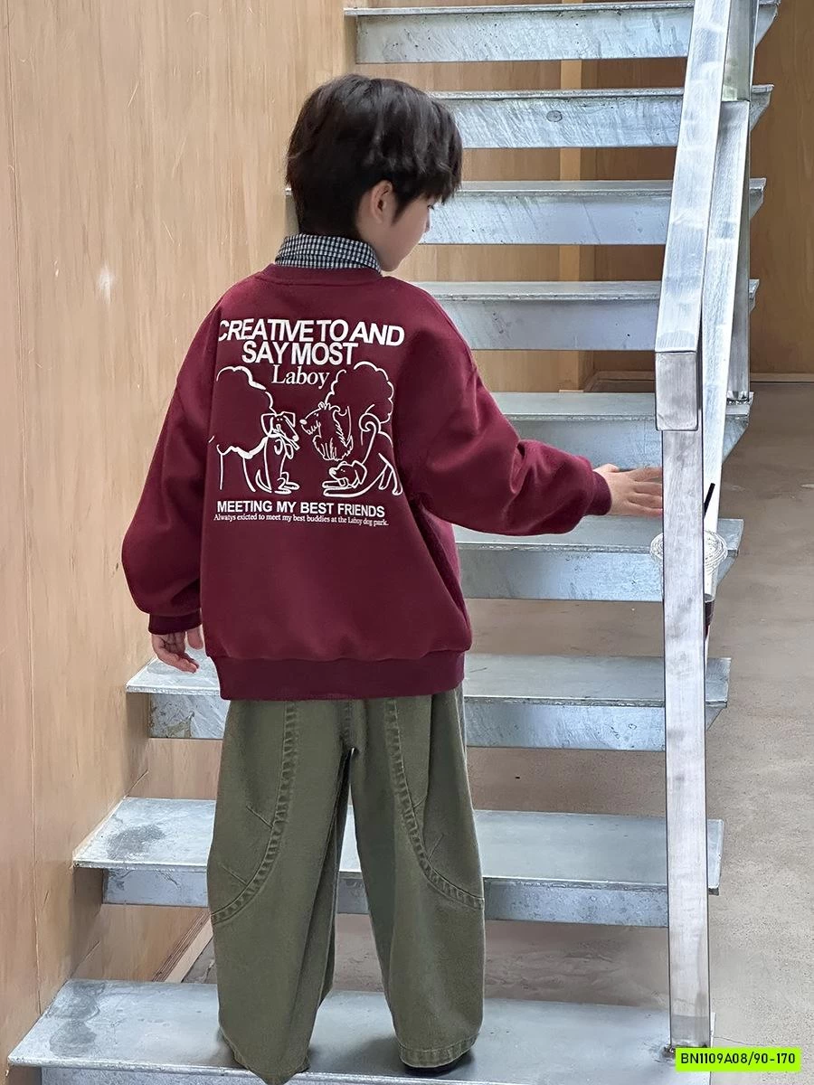 ÁO NỈ IN HÌNH CỔ TRÒN 25F113 AMBB