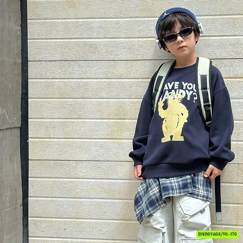 ÁO NỈ IN HÌNH CỔ TRÒN 25F113 AMBB