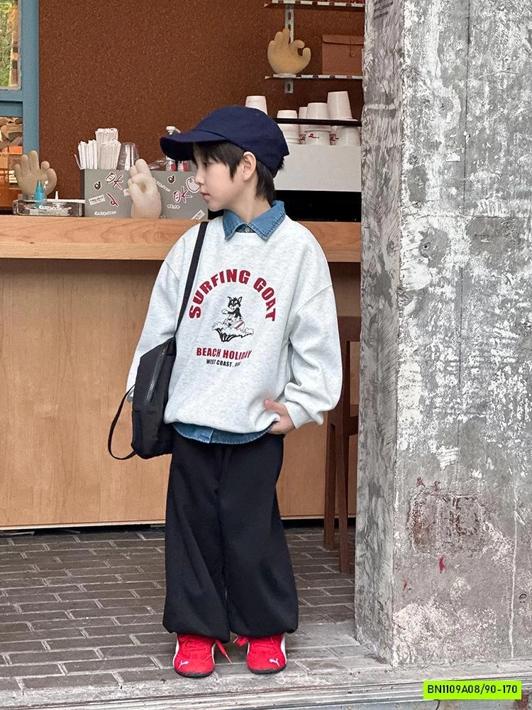 ÁO NỈ IN HÌNH CỔ TRÒN 25F113 AMBB