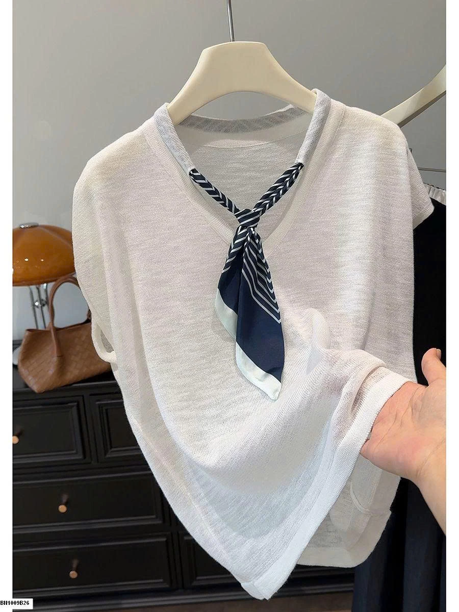 ÁO THUN MỎNG KÈM KHĂN ANNA TAY HẾN