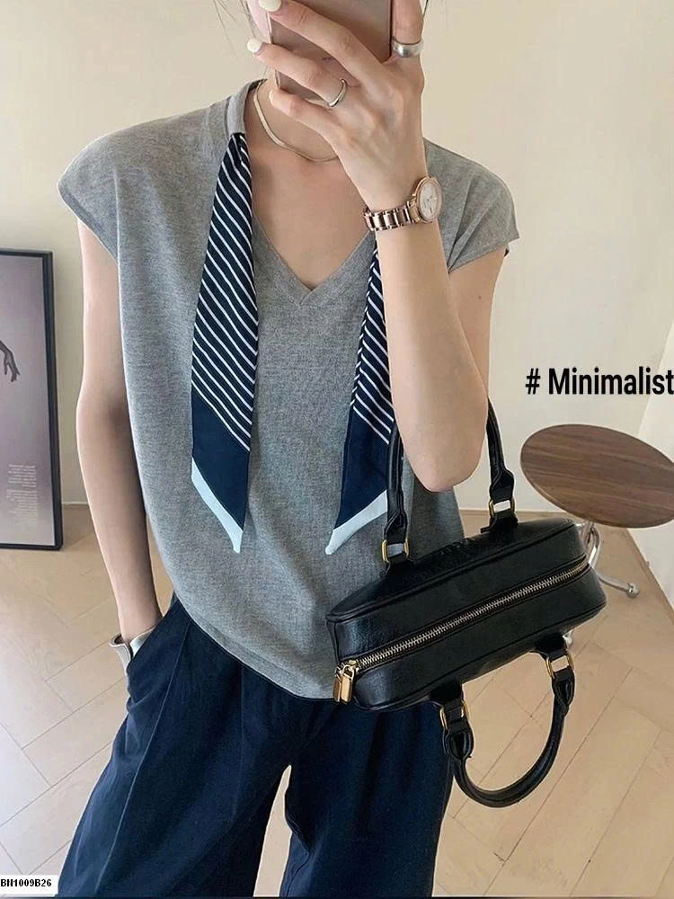 ÁO THUN MỎNG KÈM KHĂN ANNA TAY HẾN