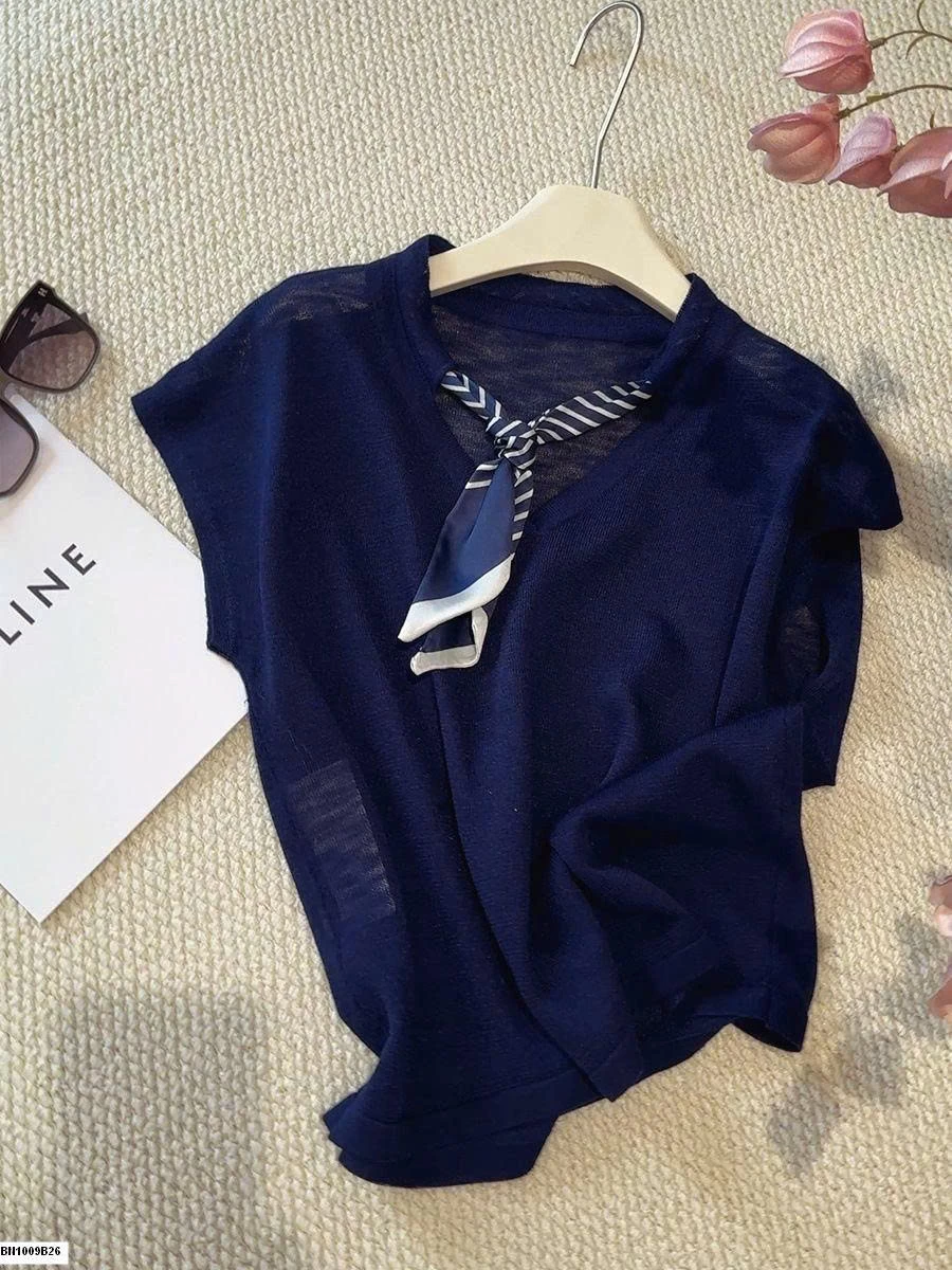 ÁO THUN MỎNG KÈM KHĂN ANNA TAY HẾN