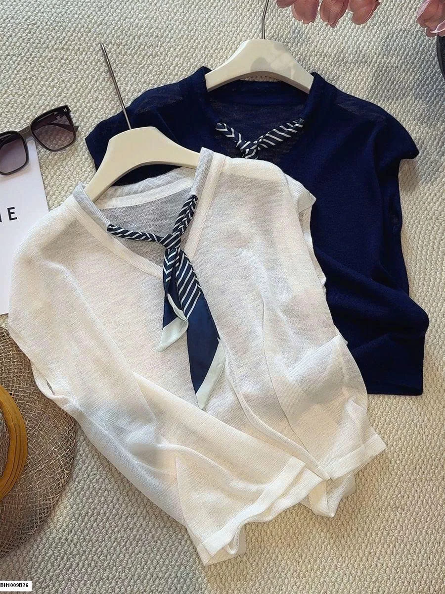 ÁO THUN MỎNG KÈM KHĂN ANNA TAY HẾN