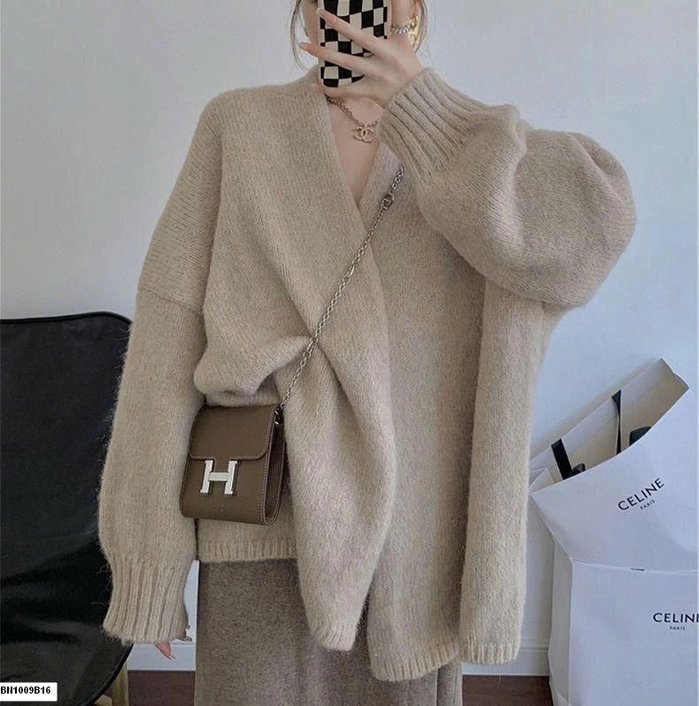 KHOÁC LEN LÔNG THỎ DÁNG ĐAI