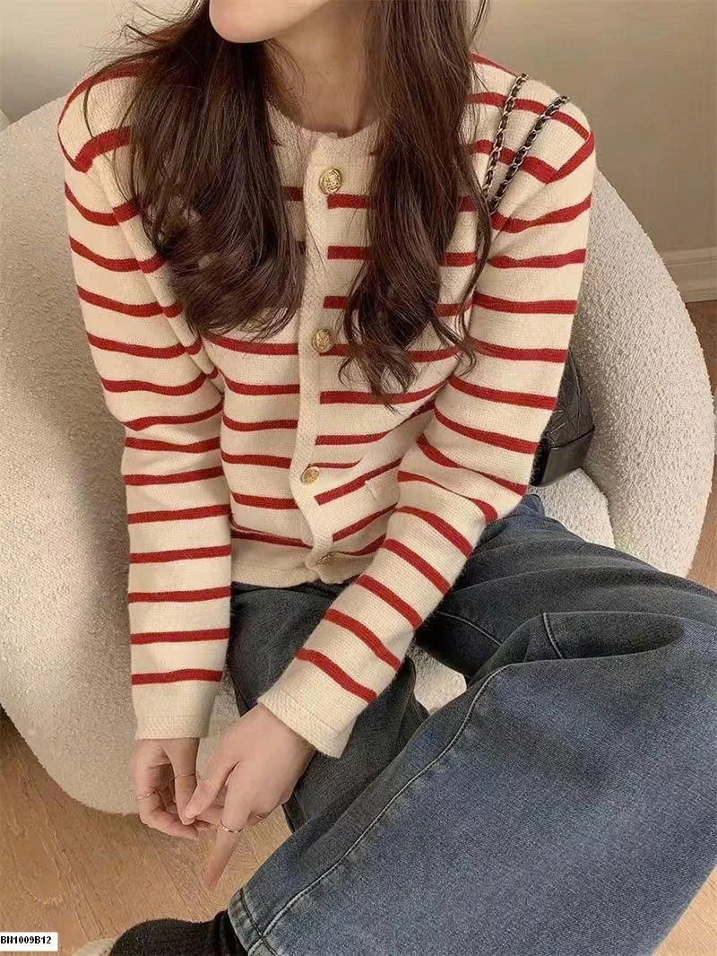 ÁO LEN DỆT KẺ NGANG