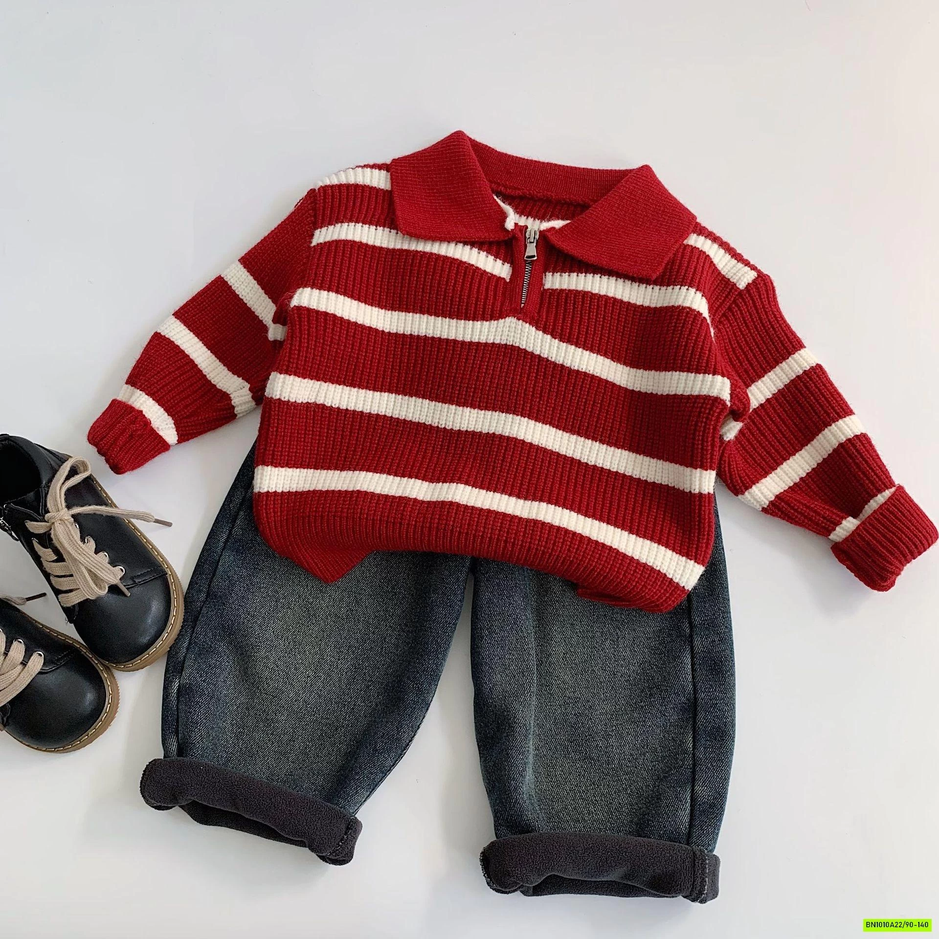 POLO LEN ĐỎ KẺ NGANG CỔ KHÓA