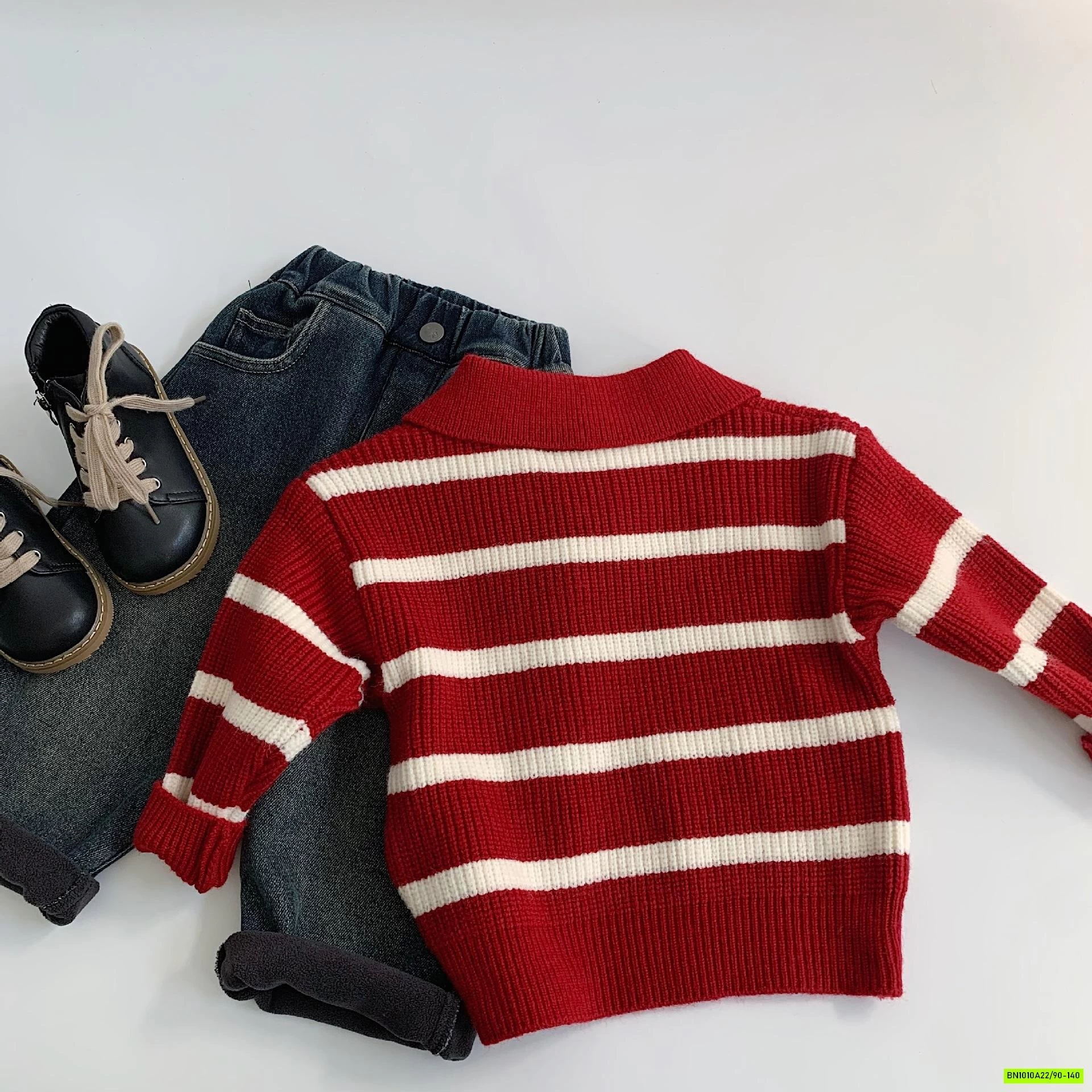 POLO LEN ĐỎ KẺ NGANG CỔ KHÓA